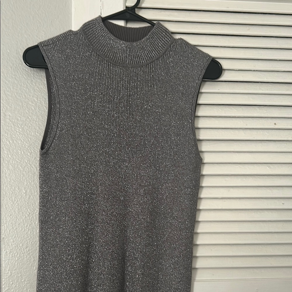 Gray Cowl Neck Sleeveless Sweater